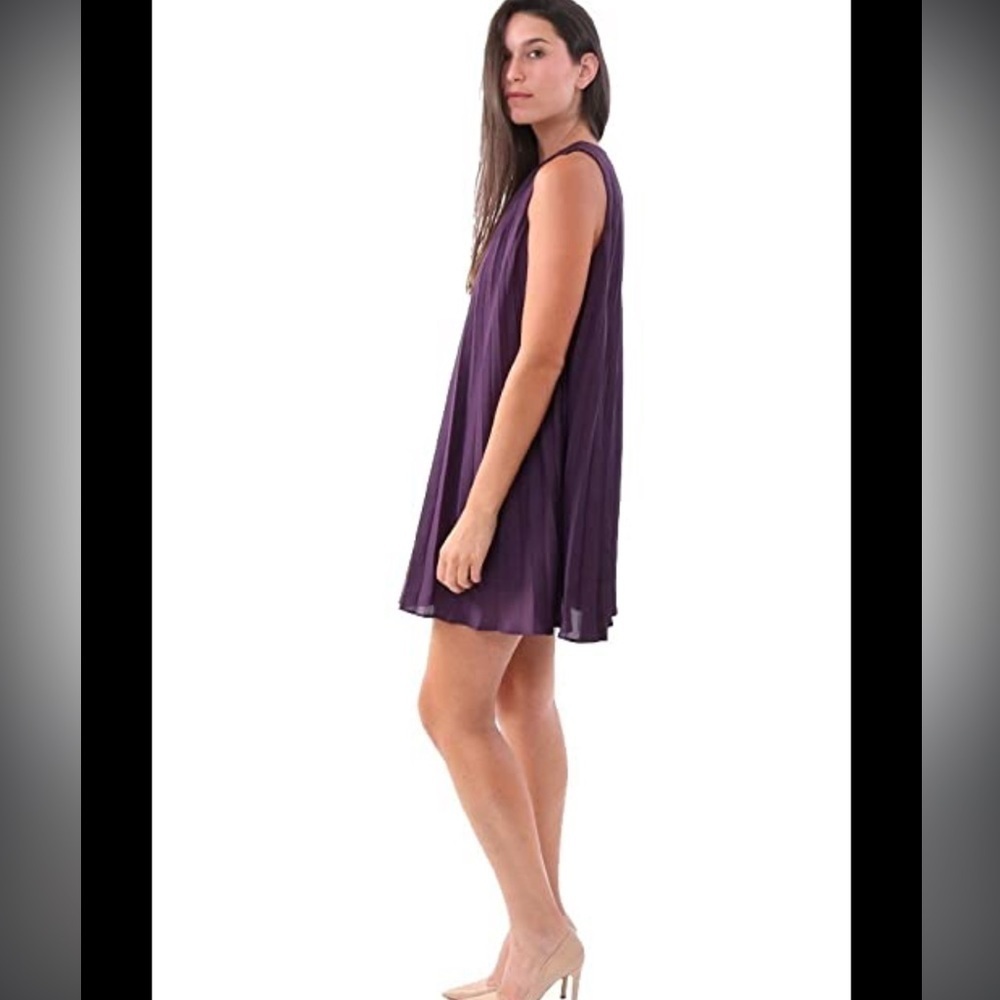 Bb Dakota Edisto pleated shift mini dress purple‎ Sz L